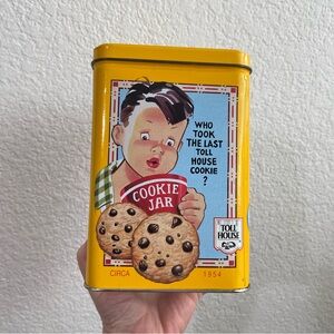 Vintage Yellow Cookie Tin Toll House Decor